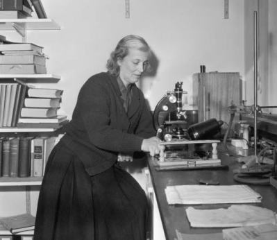 Dorothy working in her lab in Oxford in 1964 Image obtained from www.britannica.com/biography/Dorothy-Hodgkin